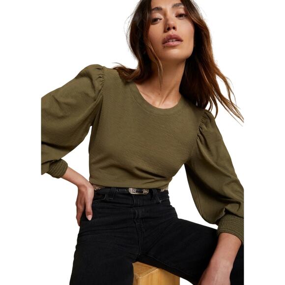 Nation LTD Tops - National LTD Loren Puff-Sleeve Tee Long Sleeve Pima Cotton Shirt Size S Preppy